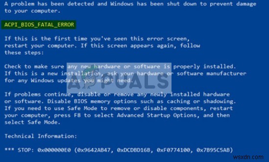 수정: ACPI_BIOS_ERROR 블루스크린 오류 해결 방법