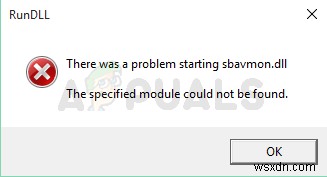 Windows 시작 시 sbavmon.dll RunDLL 오류(모듈을 찾을 수 없음) 해결 방법