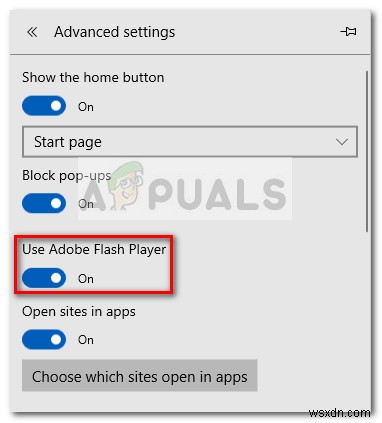 Microsoft Edge에서 Windows 10 플래시 플레이어(Flash Player) 활성화 및 비활성화하는 방법