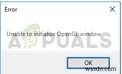 OpenGL 창을 초기화할 수 없음 오류 해결 방법