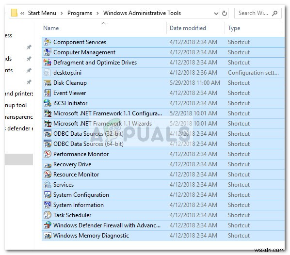 Windows 10 관리 도구 바로 가기가 사라졌을 때 복원하는 방법