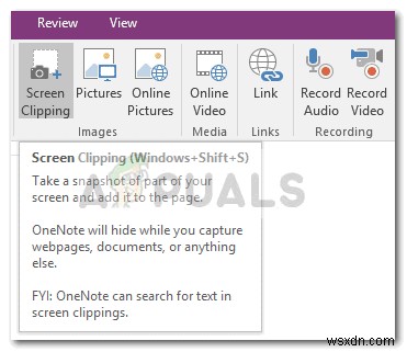 Windows 10에서 OneNote 화면 클리핑 단축키 변경하는 방법