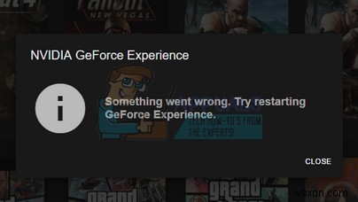  문제가 발생했습니다. GeForce Experience를 다시 시작해 보세요  오류 해결 방법