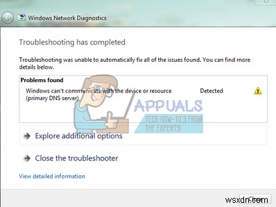 Windows가 장치 또는 리소스(기본 DNS 서버)와 통신할 수 없음 오류 해결 방법