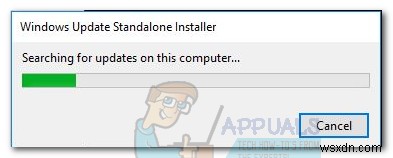 Windows Update 독립 실행형 설치 프로그램이  업데이트 검색 중 에서 멈추는 문제 해결 방법