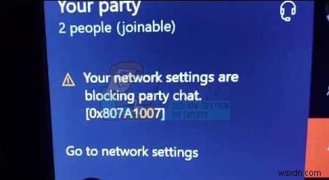 Xbox 오류 0x807a1007 네트워크 설정이 파티 채팅을 차단합니다 해결 방법