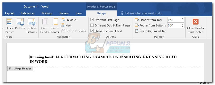 MS Word에서 APA 스타일 러닝 헤드(Running Head) 삽입하는 방법