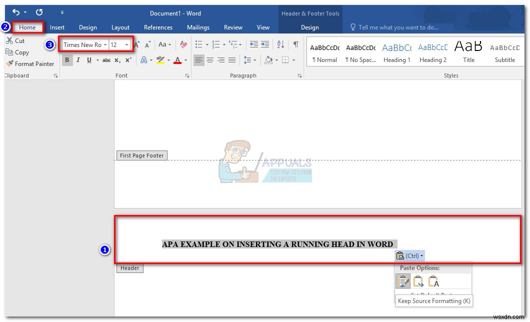MS Word에서 APA 스타일 러닝 헤드(Running Head) 삽입하는 방법
