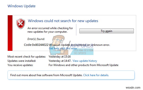 Windows 업데이트 오류 코드 0x80244022 완벽 해결 가이드