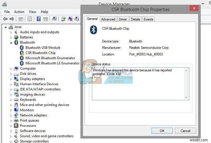 Windows 10 문제가 보고되어 이 장치를 중지했습니다(코드 43) 블루투스 오류 해결 방법