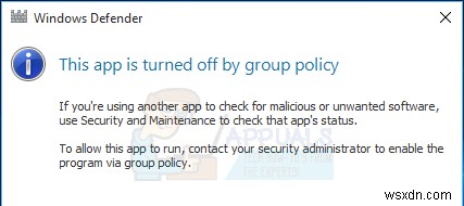 Windows Defender  이 앱은 그룹 정책에 의해 꺼져 있습니다  오류 해결 방법