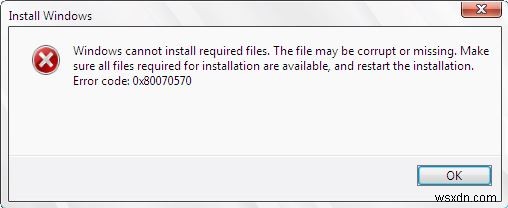 Windows 설치 오류 0x80070570 필수 파일을 설치할 수 없습니다 해결 방법 총정리