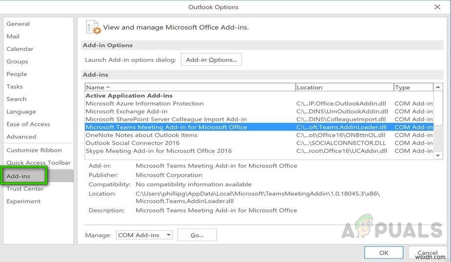 Windows 10에서 Outlook용 Microsoft Teams 추가 기능이 사라졌을 때 해결하는 방법