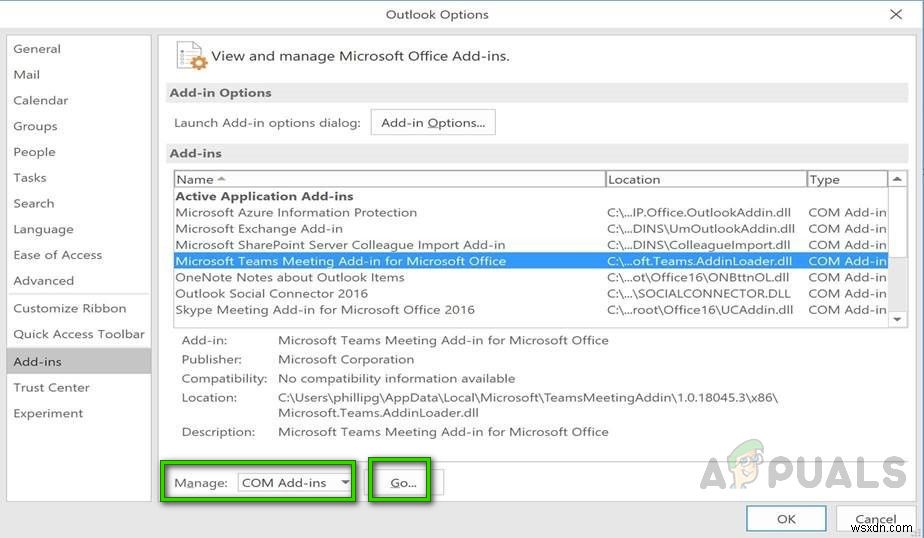 Windows 10에서 Outlook용 Microsoft Teams 추가 기능이 사라졌을 때 해결하는 방법