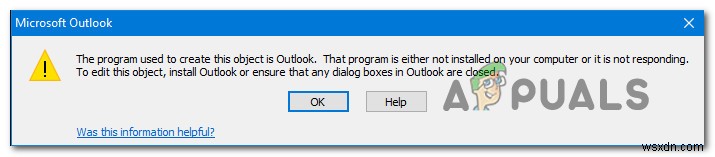 Outlook 이 개체를 만드는 데 사용된 프로그램은 Outlook입니다 오류 해결 방법