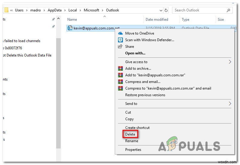 [해결]  이 Outlook 데이터 파일을 삭제할 수 없습니다  오류 수정 방법