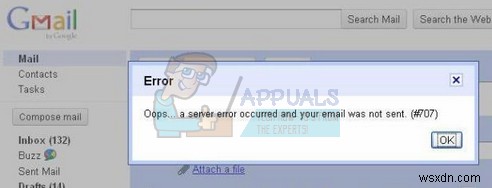 Gmail 오류 #707 서버 오류가 발생하여 이메일이 전송되지 않았습니다 해결 방법