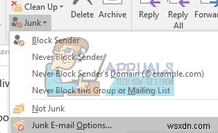 Outlook 2016에서 이메일이 정크·스팸 폴더로 이동하지 않도록 설정하는 방법
