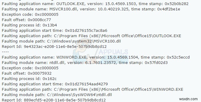 Microsoft Word 및 Outlook 2013 충돌 오류 수정 방법 (ntdll.dll / MSVCR100.dll)