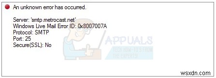 Windows Live 메일 오류 0x8007007A 해결 방법 – 이메일 전송 오류 수정 가이드