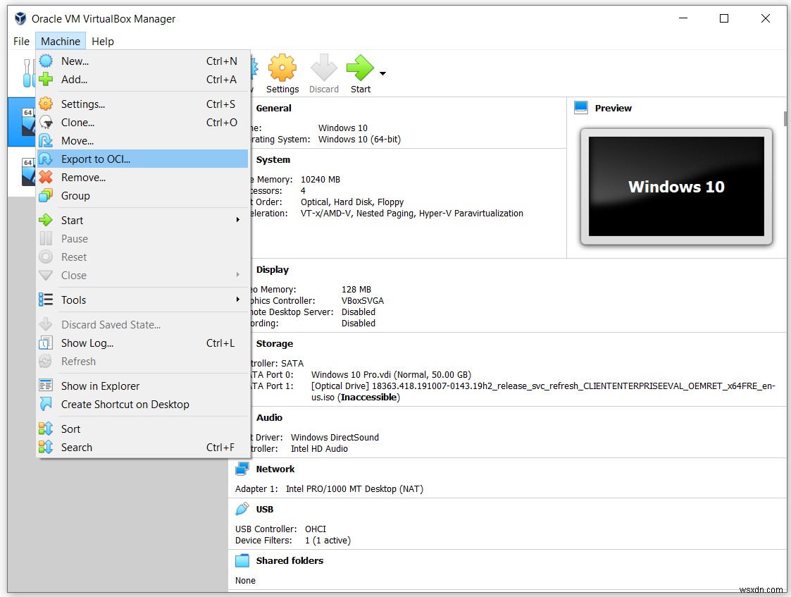 Oracle VM VirtualBox에서 가상 머신을 OVA 파일로 내보내는 방법