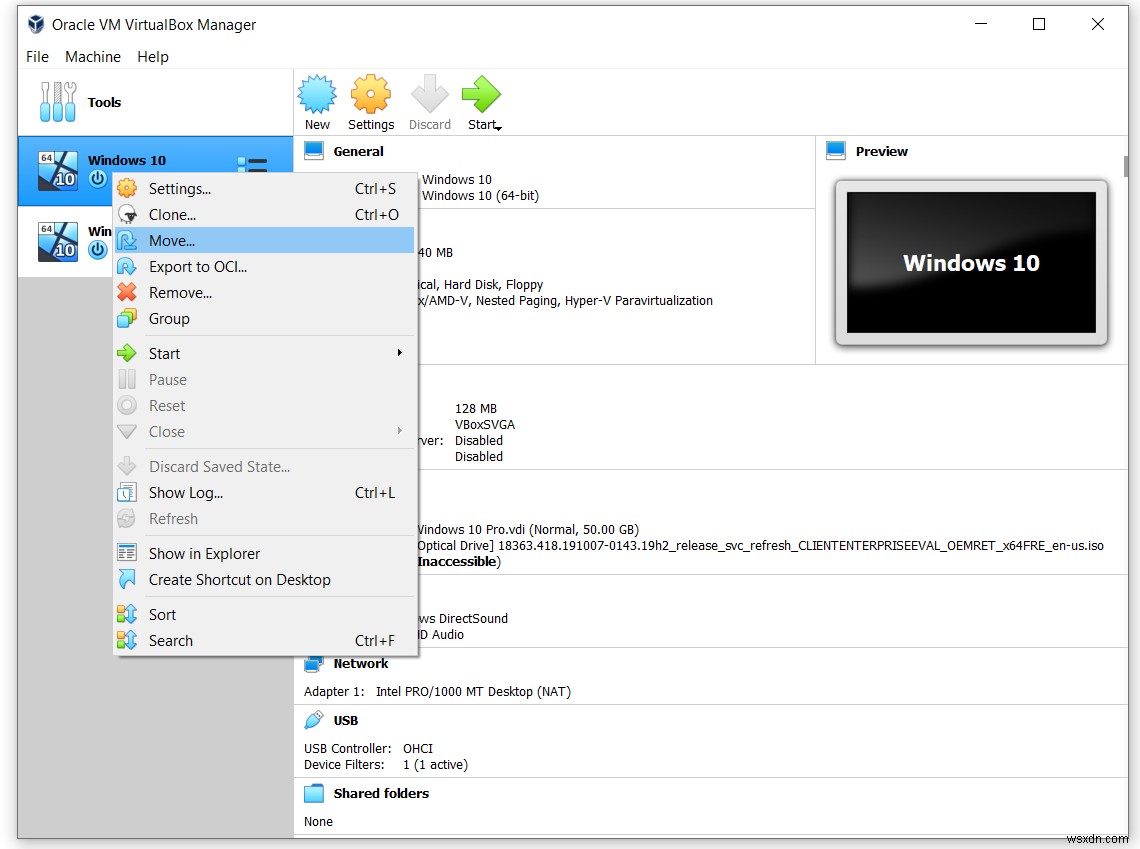 VirtualBox 가상 머신 폴더를 새 위치로 이동하는 방법