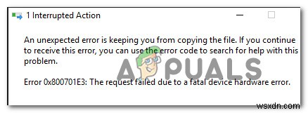 수정: Windows 7, 8.1, 10에서 발생하는 오류 0x800701E3 해결 방법