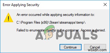 Windows  컨테이너에서 개체를 열거하지 못했습니다  오류 해결 방법