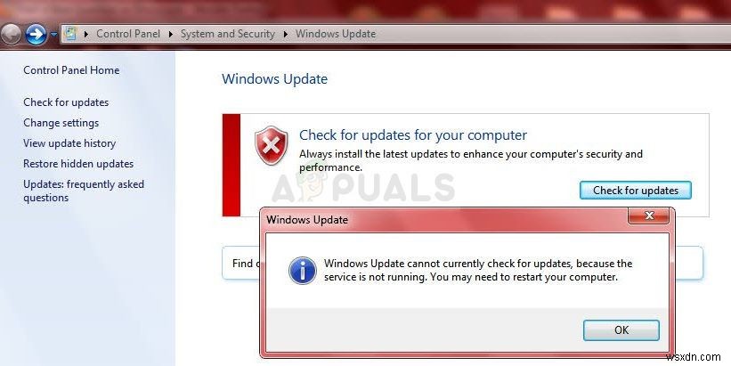 Windows 업데이트 서비스가 실행되지 않는 오류 해결 방법