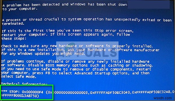 0x000000F4 블루스크린 중지 오류(BSOD) 해결 방법