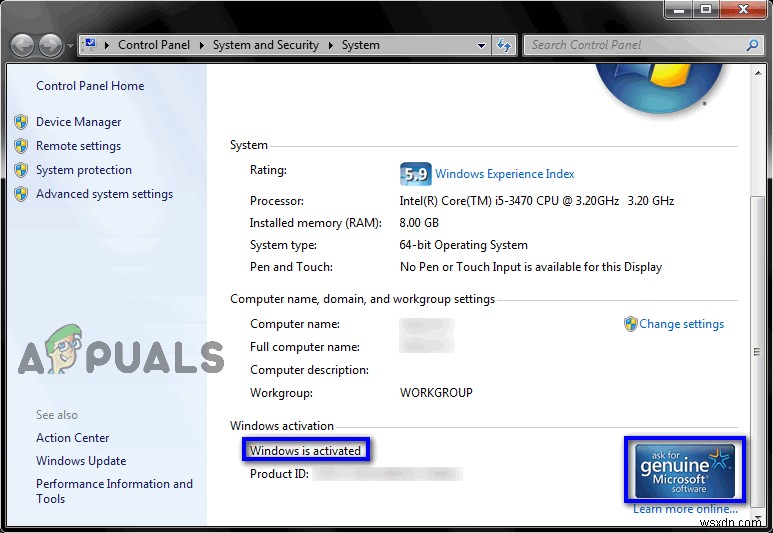 Windows 7 정품 인증 여부 확인하는 방법