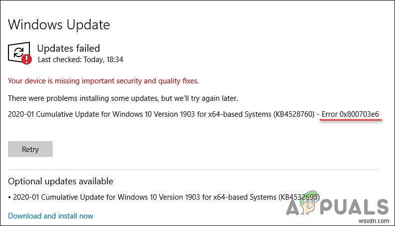 Windows 업데이트 오류 코드 0x800703E6 완벽 해결 가이드