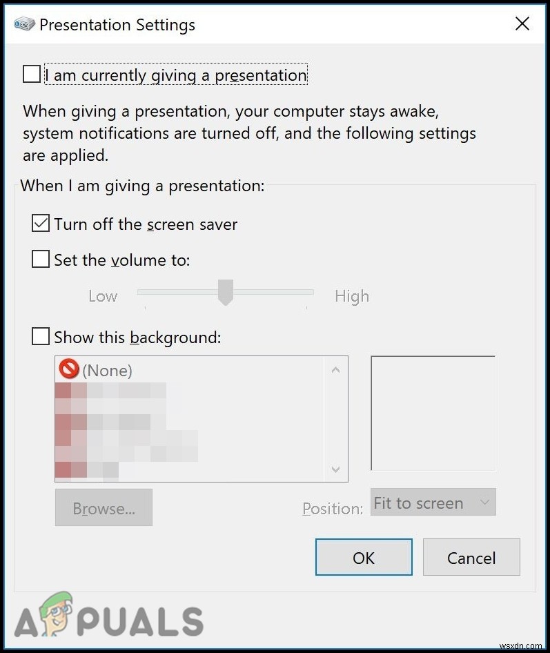 Windows 10에서 프레젠테이션 설정 활성화/비활성화하는 방법
