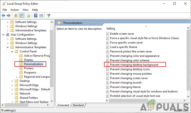 Windows 10에서 다른 사용자가 바탕 화면 배경을 변경하지 못하도록 차단하는 방법