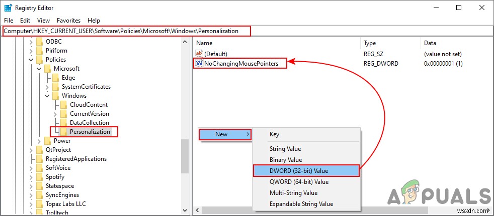 Windows 10에서 사용자가 마우스 포인터를 변경하지 못하도록 차단하는 방법
