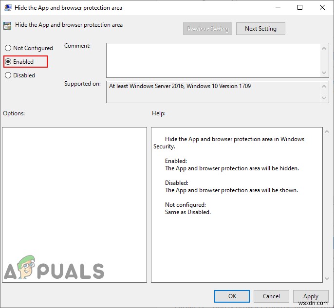 Windows 10에서 앱 및 브라우저 보호 영역 숨기는 방법