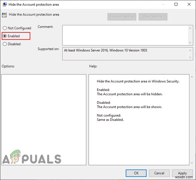 Windows 10에서 계정 보호 영역을 숨기는 방법 (그룹 정책·레지스트리 편집기)