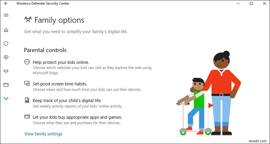 Windows 10에서 가족 옵션 영역을 숨기는 방법