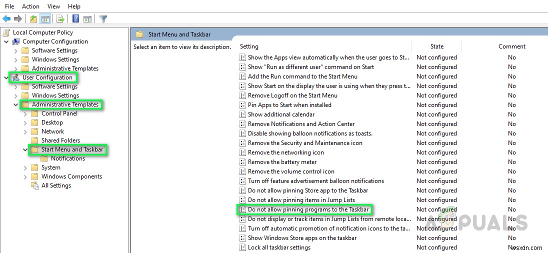 Windows 10에서 앱이 작업 표시줄에 자동으로 고정되지 않도록 차단하는 방법