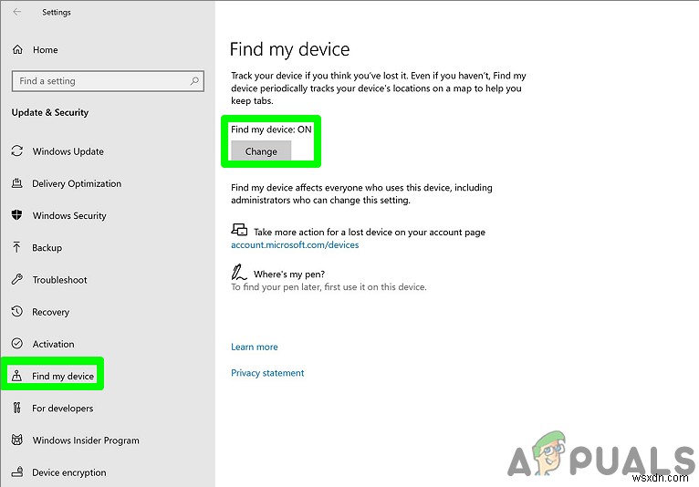 Windows 10에서 내 장치 찾기 기능 켜고 끄는 3가지 방법