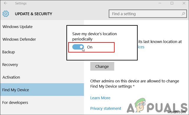 Windows 10에서 내 장치 찾기 기능 켜고 끄는 3가지 방법