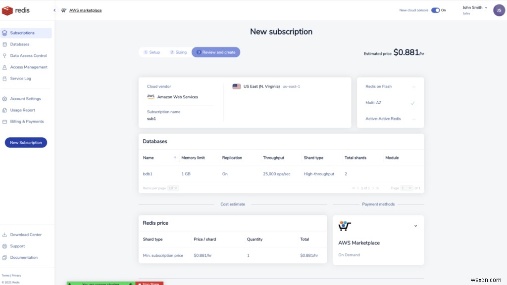 AWS Marketplace에서 Redis Enterprise Cloud Flexible 플랜 출시: 통합 청구와 유연한 요금제로 더욱 간편하게