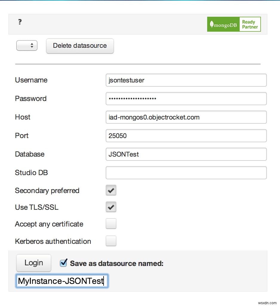 ObjectRocket MongoDB 인스턴스에 JSONStudio 연결하는 방법