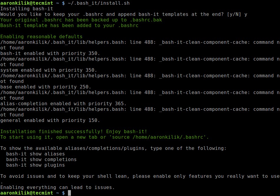 Bash-it – 셸 스크립트와 별칭을 체계적으로 관리하는 Bash 프레임워크