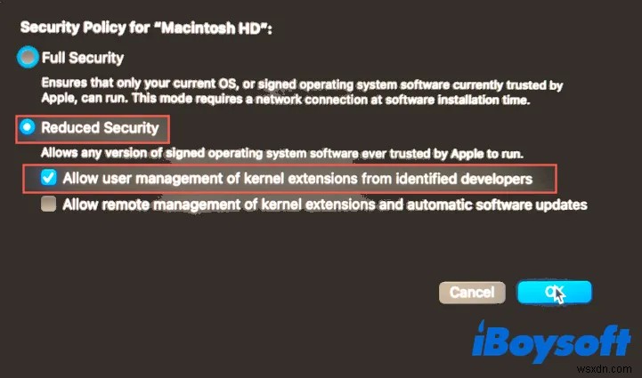 Apple Silicon Mac에서 iBoysoft Data Recovery 시스템 확장 로드를 허용하는 방법