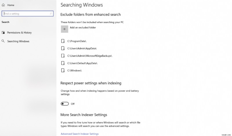 Windows 11 검색에서 파일과 폴더를 숨기는 방법