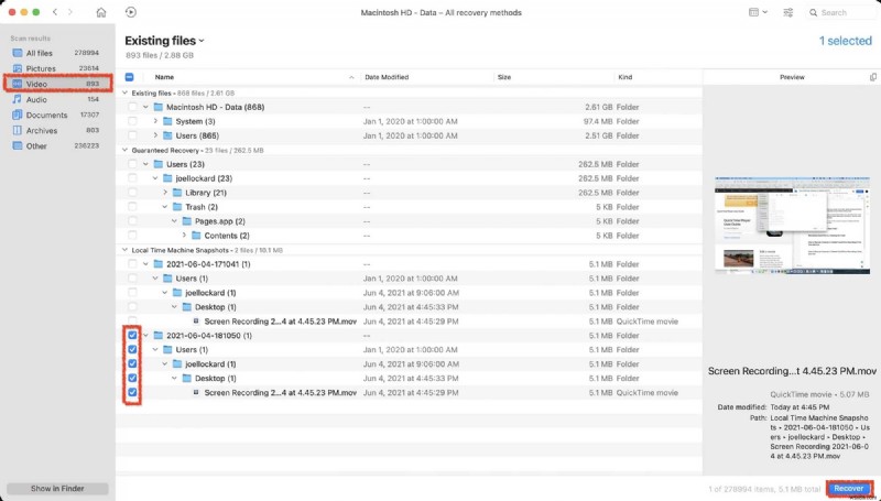 저장되지 않았거나 삭제된 QuickTime 녹화 파일 복구하는 완벽 가이드