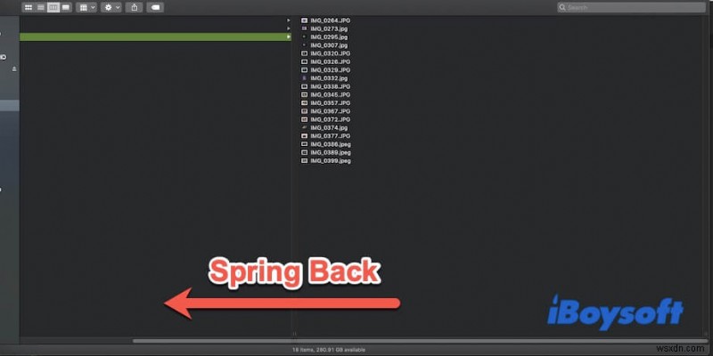 macOS Monterey에서 Finder 가로 스크롤이 자꾸 튕겨 돌아가는 현상 해결 방법