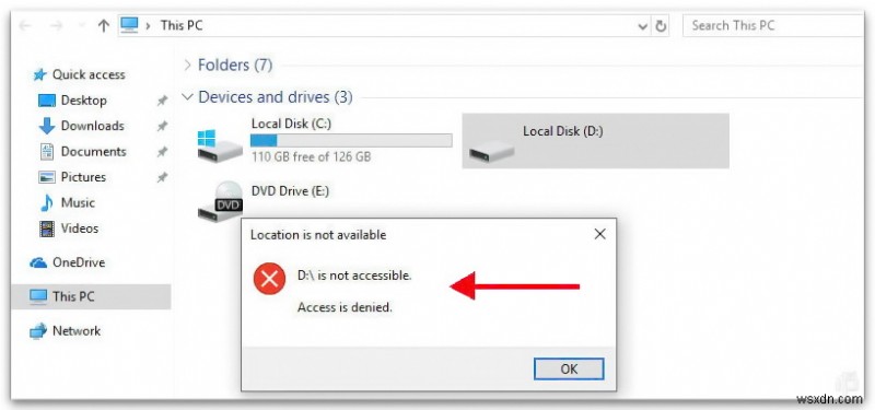 Windows 10  디스크 D:에 액세스할 수 없습니다. 액세스가 거부되었습니다  오류 해결 방법
