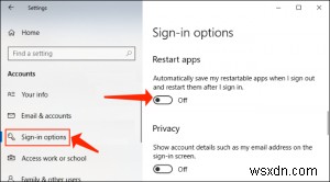 Windows 10에서 PC 종료·재부팅 후 앱이 자동으로 다시 시작되지 않게 하는 방법